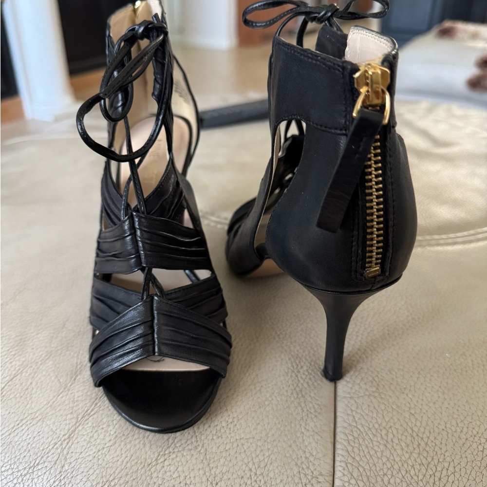 Nine West Black Lace-Up Sandals Heels